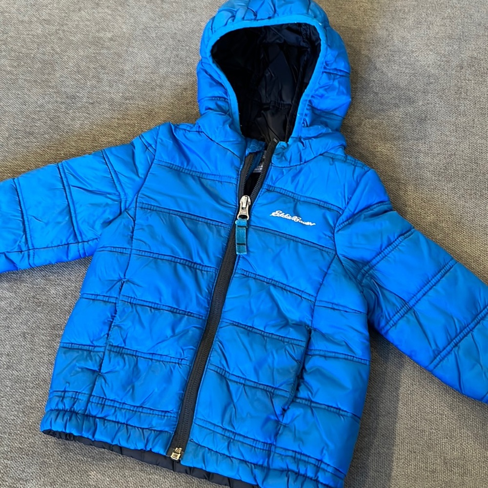 Eddie Bauer size 2T blue micropuffer coat- pending